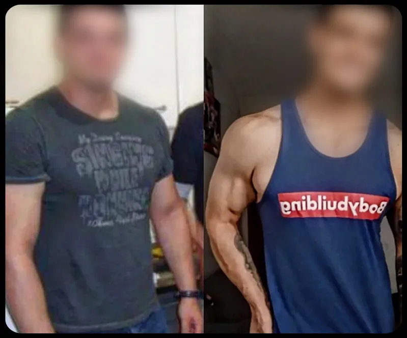 Antes e depois do aluno 1 do Projeto Forte 40+
