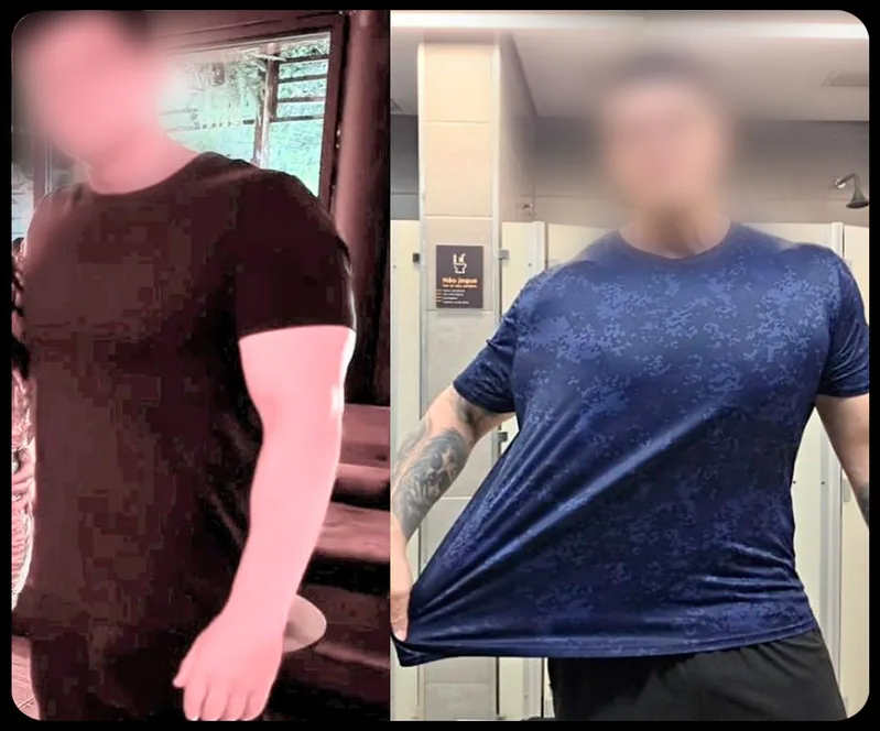 Antes e depois do aluno 3 do Projeto Forte 40+