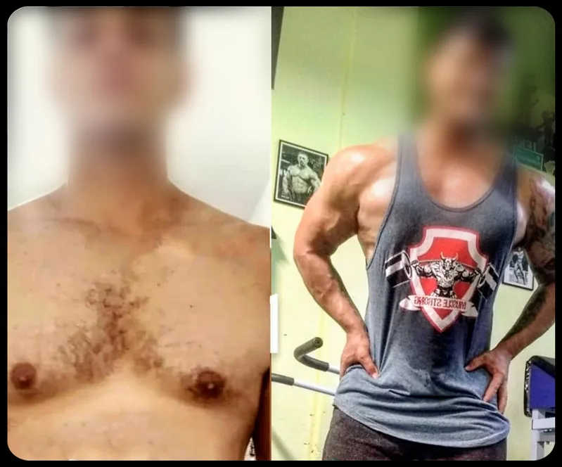 Antes e depois do aluno 4 do Projeto Forte 40+